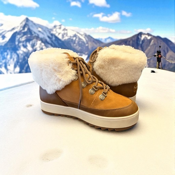 UGG Kookaburra Tinlee Cozy Fur-Lined Tan Lace-Up Boots - Picture 8 of 12